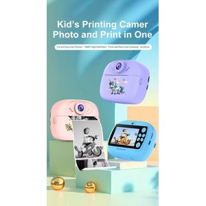 Kids Instant Print Camera with Built-in Printer, Digital Video Camera, One-Button Design, Display Screen, TF Card Slot, USB Charging, Includes Roll Paper Kids-Print-Camera One Piece 