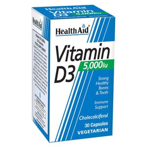 Health Aid Vitamin D3 5,000IU Vegicaps 30's - High-Strength Plant-Based Vegetarian Vitamin D Formula