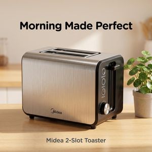 Midea 2 Slice Stainless Steel Toaster- Silver & Black