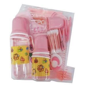 A Set Of Three Baby Bottles With Helpers - Pink