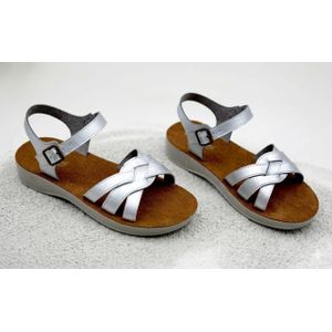 Womens Slide flat sandals-Silver 