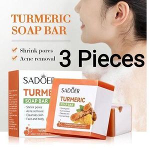 SADOER 3 Pieces Turmeric Soap, Acne Removal Tumeric Soaps