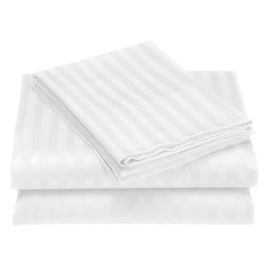 4pcs Egyptian cotton bedsheets-with invisiblestripes( 2 bedsheets, 2 pillow cases) - White