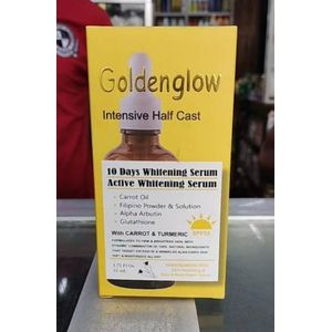 Gloden Glow Intensive Half Cast 10 Days Whitening Serum Lightens Skin, Evens Tone, Hydrates, Reduces Wrinkles, Nourishes, Boosts Collagen, Radiant Glow, Non-greasy