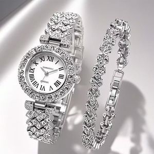 Elegant Ladies Wristwatch Set-Rose Silver