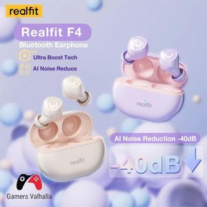 Realfit F4 AI Intelligent Noise Reduction Bluetooth Earphones – HiFi Sound And Deep Noise Cancellation - Black