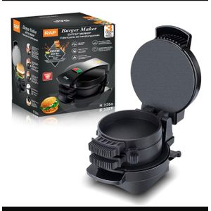 RAF Mini Burger Press Maker with Egg Ring – Electric Breakfast Sandwich Maker, Non-Stick Omelette & Burger Maker for Muffins & Sliders (Black)