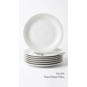 Sundabest 6pcs of Large Fluted Stylish Dinner Plates 10 inch 2881 – White-Black
