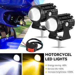 2pcs motorcycle headlight + switch, electric vehicle headlight, 8-80V dual color spotlight