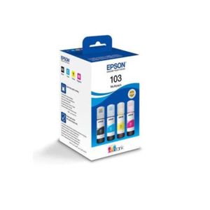 Epson Genuine  103 Multipack 4 in 1 ink bottles Black, Magenta, Cyan, Yellow works for EcoTank L3110, L3150, L3210, L3250, and L5190,L5190, L6160, L6170, L6190