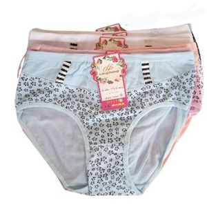 5pcs Women's Briefs Underwear Cotton High Waist Tummy Control Panties Rose  Jacquard Ladies Panty