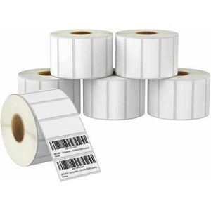 800pcs self adhesive direct thermal labels used for barcode printing, price tags, shipping, and organization. 