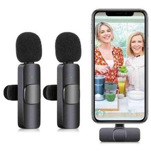 K9 Wireless Lavalier Microphone Mini Lapel Microphone Plug Play Wireless Mic 6 To 10h Standby Time 1 For 2 Lavalier Lapel Mic For Phone PC Tablet Vlog Video Recording