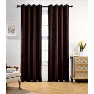3pcs Plain Curtains- Black - (2 curtains and 1 sheer net)