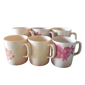 6 Pieces Of Melamine Coffee Cups - Design May Vary-Cream