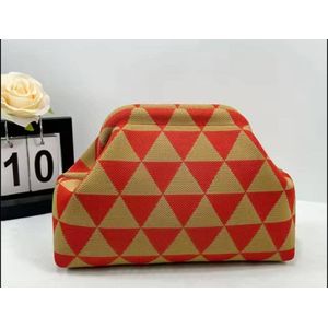Other Beige,Red Knitted,Woven Clutch Bag