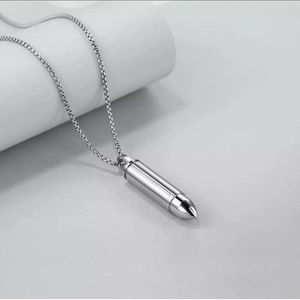 Necklace Stainless Steel Polished Military Bullet Shell Ball Pendant with 5 Chain Necklac