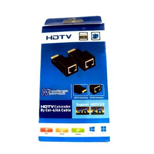 Cable HDDMI Over Cat6 Pair 1080P 3D Compatible Extender 4k to RJ45 LAN Network CAT5e For TV DVR Projector Laptops DVD-Black