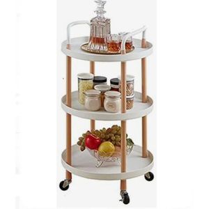 Movable Trolleys 3 Tier Rolling Cart Holds up to 66Lbs Metal Utility Cart with Handle and Lockable Wheels Heavy Duty Rolling Storage Cart for Kitchen/a