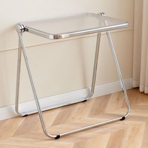 Portable Stackable Folding Tv Acrylic Serving Tray Tables Coffee Side Table Modern Small Collapsible Compact Writing Desk Computer Table for Living Room,Bed Room,Kitchen Bar,Outdoor,Balcony, Coffee shop,Camping Conference Seat Metal Legs