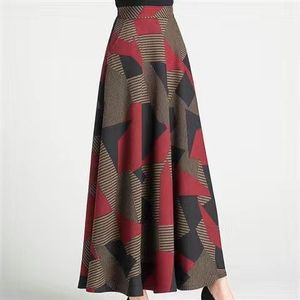 Winter Women Long Woolen Skirt Fashion High Waist Basic Wool Skirts Female  Casual Thick Warm Elastic A-Line Maxi Skirts Y2k