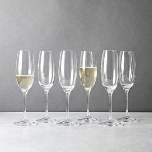 Set Of 6 Champagne Glasses - Clear
