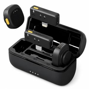 Professional Dual Wireless Microphone with Magnetic Clips, Noise Cancellation, for iPhone and Type-C Devices, Ideal for Live Streaming and Video Recording with Portable Charging Case