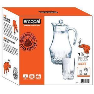 Luminarc 6 Pieces Of Juice Glasses And 1Piece Jug Water Set Cups-Colorless