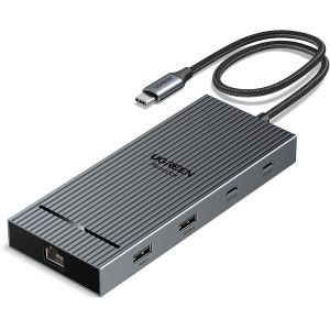 Ugreen 10-in-1 USB C Docking Station Dual Monitor 4K@60Hz, USB C Hub with 2 HDMI, 10Gbps USB A&C Ports, SD/TF Card Reader, 100W PD, Revodok USB-C Dock with 1000Mbps Ethernet for Dell, HP, XPS and More - BLACK