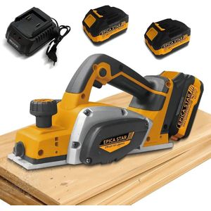 Cordless Hand Planer for De-walt 21v Battery Brushless Motor,, 3-1/4 Inch Electric Wood Planer 15000 RPM with Depth Adjustment & Safety Lock, Brushless Motor Lithium Ion Battery, 82mm Depth Handheld Planer for Woodworking and Home DIY  Portable Power Tool