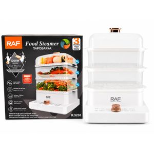 RAF 3 Tier Electric Food Cooking Steamer Pot With Display, Timer Function- Clear.