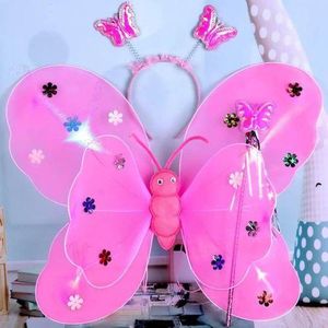 3-Piece Cute Butterfly Prop Set For Girls – Light-Up Headband, Wand & Wings