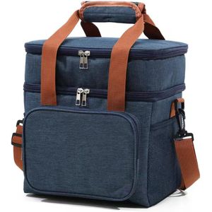 Double Layer Leak-Proof Waterproof Thermal Insulated Lunch Bag Tote Leakage Proof Lunch Cooler Box with Detachable Shoulder Strap Handle Work And Picnic Bag  Spacious And Convenient For Men Women Adults - Multicolor