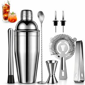 KITCHA Cocktail Shaker Set 750ml, Stainless Steel Bartender Kit with Essential Bar Tools for Home & Party 8pcs