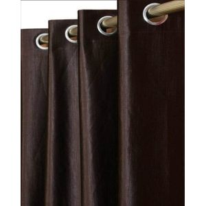 3pcs Plain Curtains- Brown - ( 2 curtains and 1 sheer net)