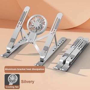Adjustable Aluminum Laptop Table With Fan Silver