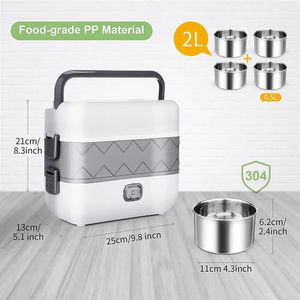 Multi-Layer Electric Lunch Box / Portable Food Warmer and Rice Cooker with Stainless Steel Bowls