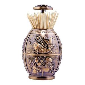 Multi-design Egg Shape Toothpick Holder Eltahan Automatic Press, Brown.