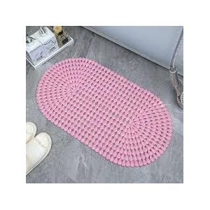 Bathroom Floor Mat Household Bathroom Non-slip Mat Bath Non-slip Mat Plain Oval Water Drop Floor Mat Carpet Shower Mat-Pink