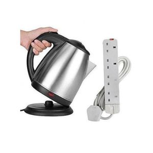 Bundle 2 Litres Original Kettle Plus 4 Way Extension Cable - Silver,White