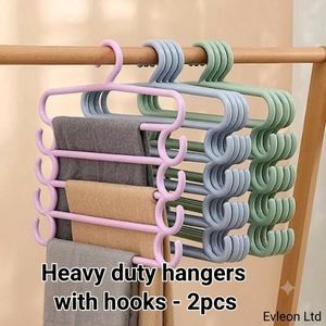 2 pieces of 5-Tier Clothes Hanger Set – Multi-Layer Pants, Scarf, and Towel Organizer for Closet-multicolor