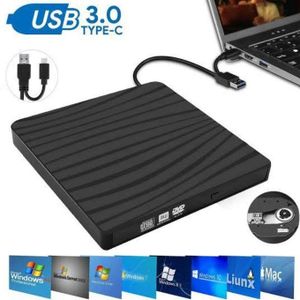 Type-C and USB-A Ultra Slim Portable Dvd Writer /Dvd Player - Black