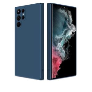 Samsung Galaxy S22 Ultra Case Liquid Silicone, Skin Touch Gel Rubber Case with Soft Microfiber Lining, Cute Slim Full Camera Protection Cover, Blue 