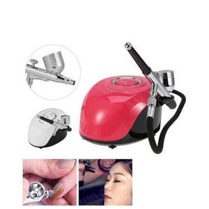 Airbrush Kit, Multi-Function Action Airbrush Set with Compressor Set for Make up,Art Painting,Tattoo,Cake,Manicure, Spray Model,Craft - White/Red/ Maroon