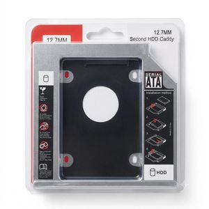 12.7mm Serial ATA (SATA) Second HDD Caddy designed to add a second hard drive or SSD to a laptop by replacing its internal optical drive.