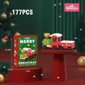Arsuxeo Christmas Gifts Building Block Series Train Puzzle Assembly Bricks Table Decoration Toys for Child