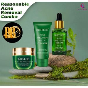 Breylee Acne Treatment, Cleanser, Serum + Cream - 100g*17mls*20g
