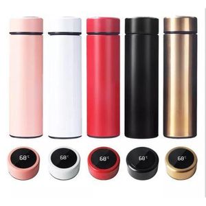 500ml Insulated Water Bottle Temperature LED Gold