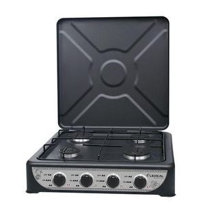 4 Burner Gas Cooker Stove With Lid -Black. .