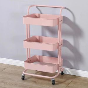 Metallic Storage Trolley With Wheels- Multicolor 